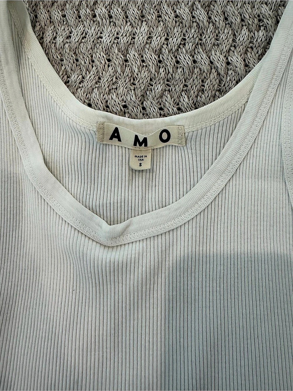 AMO Rib Tank White Size Small - Picture 4 of 6
